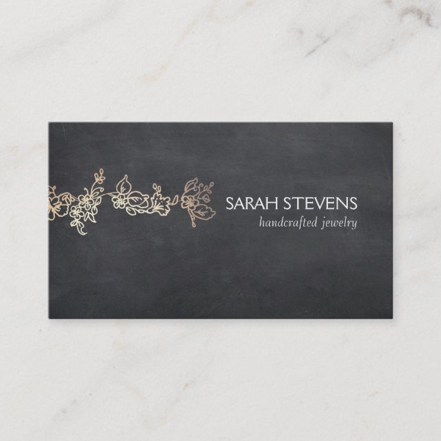 Tarjeta De Visita Diseñador de joyas Elegante oro y tablero de papel (Anverso)