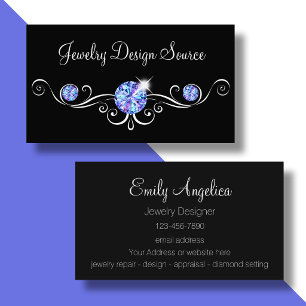 Tarjeta De Visita Diseñador de Joyas Elegantes Brillo Glamuroso