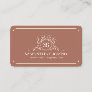 Tarjeta De Visita Diseñador de joyas finas de beige terracota elegan
