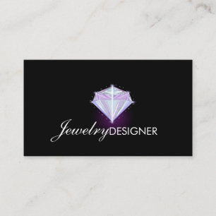 Tarjeta De Visita Diseñador de Joyas Gema Cristal Púrpura Negro