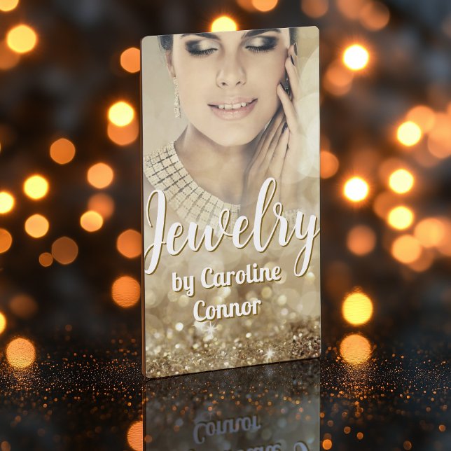 Tarjeta De Visita Diseñador de joyas Gold Sparkle Luxurious (Perfect for business)