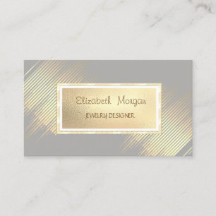 Tarjeta De Visita Diseñador de Joyas Modernas con Franjas de Oro y M