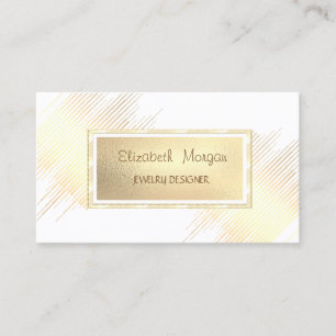 Tarjeta De Visita Diseñador de Joyas Modernas con Rayas de Oro y Mar