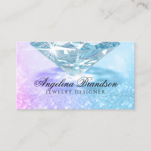 Tarjeta De Visita Diseñador de joyas para joyas de diamante espumoso (Anverso)