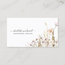 Tarjeta De Visita Diseñador de joyas Pink Gold Purpurina Wildflowers