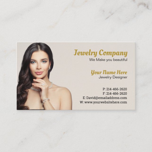 Tarjeta De Visita Diseñador de joyas/Tarjeta de presentación para ve (Anverso)