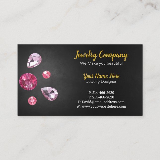 Tarjeta De Visita Diseñador de joyas/Tarjeta de presentación para ve (Anverso)