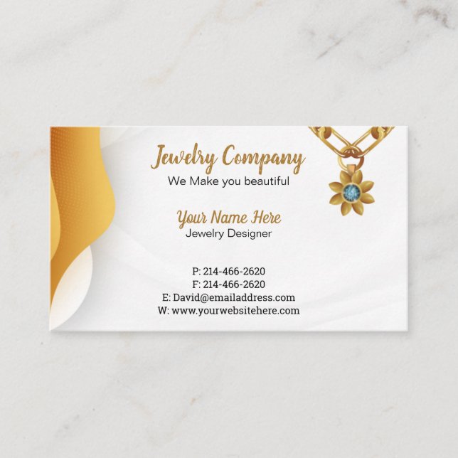 Tarjeta De Visita Diseñador de joyas/Tarjeta de presentación para ve (Anverso)