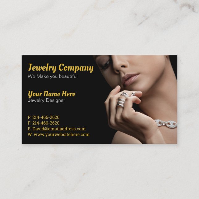 Tarjeta De Visita Diseñador de joyas/Tarjeta de presentación para ve (Anverso)