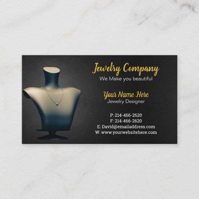 Tarjeta De Visita Diseñador de joyas/Tarjeta de presentación para ve (Anverso)