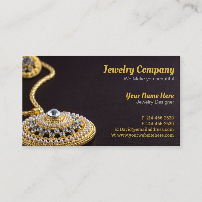 Tarjeta De Visita Diseñador de joyas/Tarjeta de presentación para ve (Anverso)