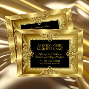 Tarjeta De Visita Diseñador de joyería de moda elegante gemas de oro