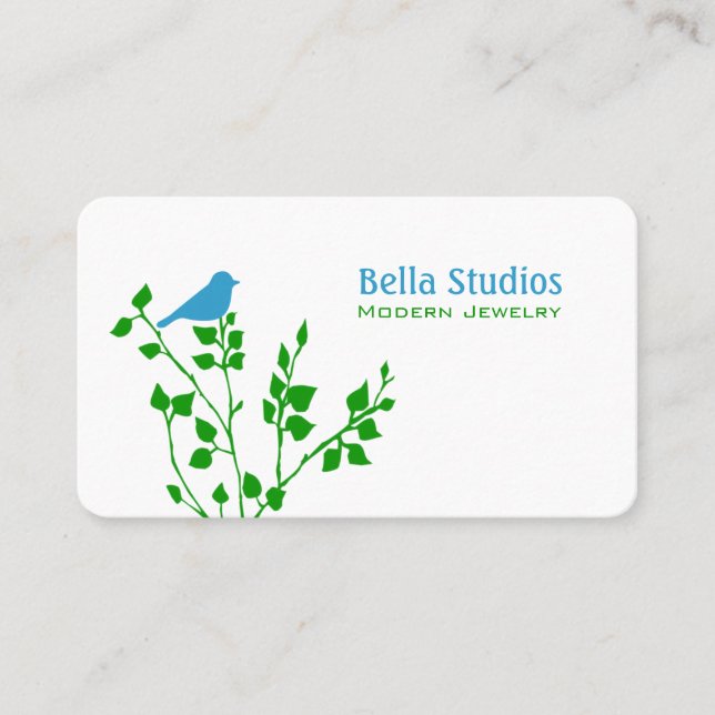 Tarjeta De Visita Diseñador de la naturaleza de los pájaros azules y (Anverso)