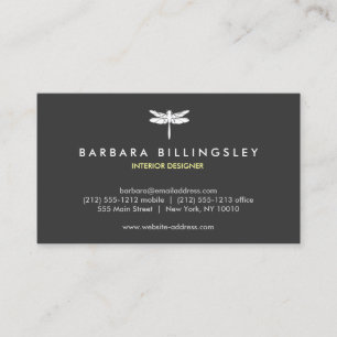 Tarjeta De Visita Diseñador de logotipos de gris oscuro/libélula bla