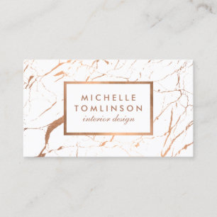 Tarjeta De Visita Diseñador de mármol blanco y Rosa