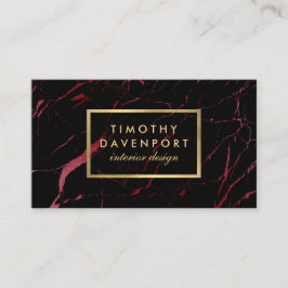 Tarjeta De Visita Diseñador de mármol negro y rojo