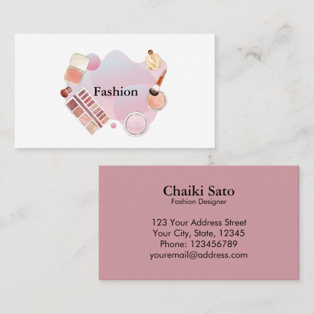 Tarjeta De Visita Diseñador de moda acuarela (Anverso / Reverso)