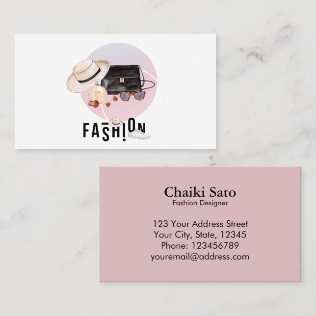 Tarjeta De Visita Diseñador de moda acuarela (Anverso / Reverso)