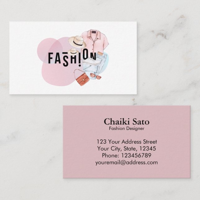 Tarjeta De Visita Diseñador de moda acuarela (Anverso / Reverso)