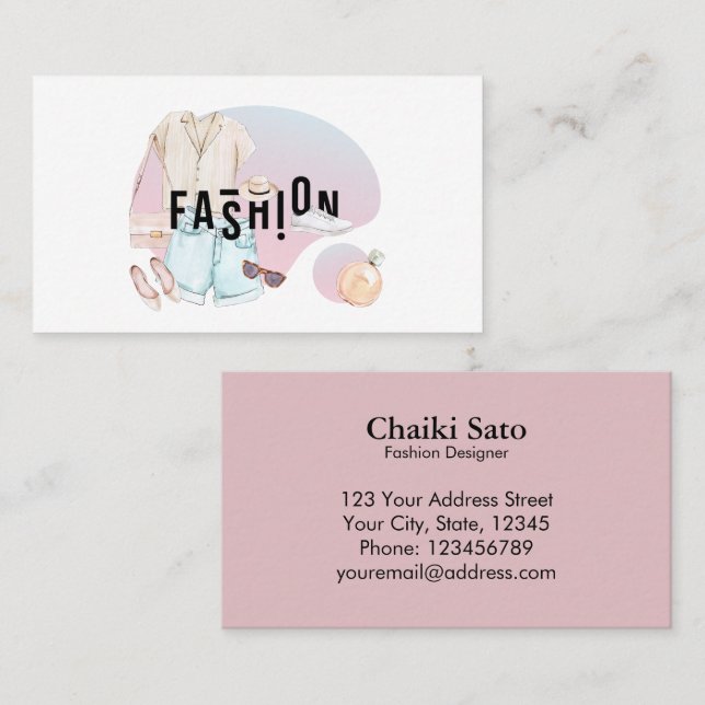 Tarjeta De Visita Diseñador de moda acuarela (Anverso / Reverso)