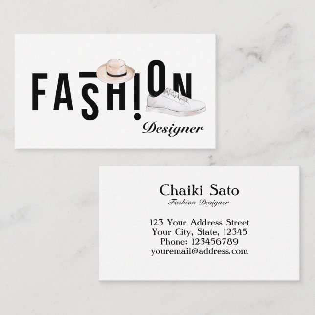 Tarjeta De Visita Diseñador de moda acuarela (Anverso / Reverso)