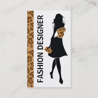 Tarjeta De Visita Diseñador de moda chica con huella de pantera marr