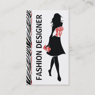 Tarjeta De Visita Diseñador de moda chica impresión de cebra blanca