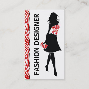 Tarjeta De Visita Diseñador de moda chica impresión de cebra blanca 