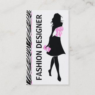 Tarjeta De Visita Diseñador de moda chica impresión de cebra rosa ne