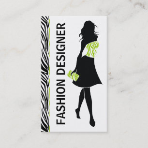 Tarjeta De Visita Diseñador de moda chica lime impresión de cebra bl