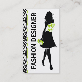 Tarjeta De Visita Diseñador de moda chica lime impresión de cebra bl