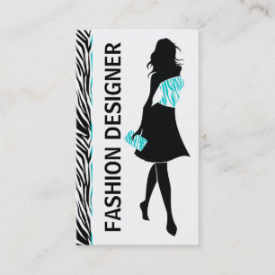 Tarjeta De Visita Diseñador de moda chica turquesa, impresión de ceb