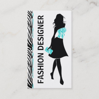 Tarjeta De Visita Diseñador de moda chica turquesa, impresión de ceb