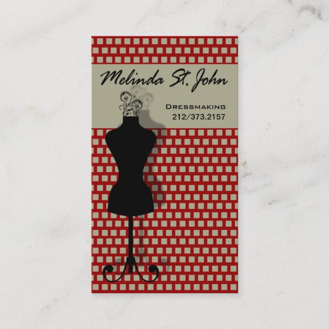 Tarjeta De Visita Diseñador de moda de costura del maniquí de la (Anverso)