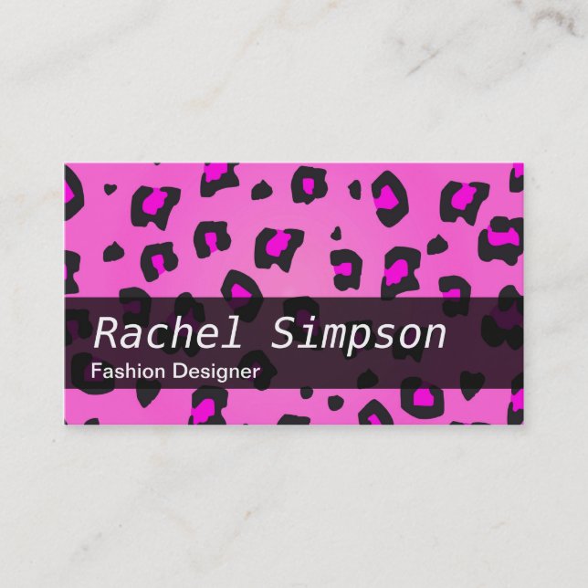 Tarjeta De Visita Diseñador de moda de Pink Leopard Print (Anverso)