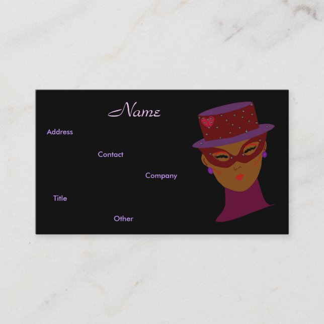 Tarjeta De Visita Diseñador de moda Diva (Anverso)