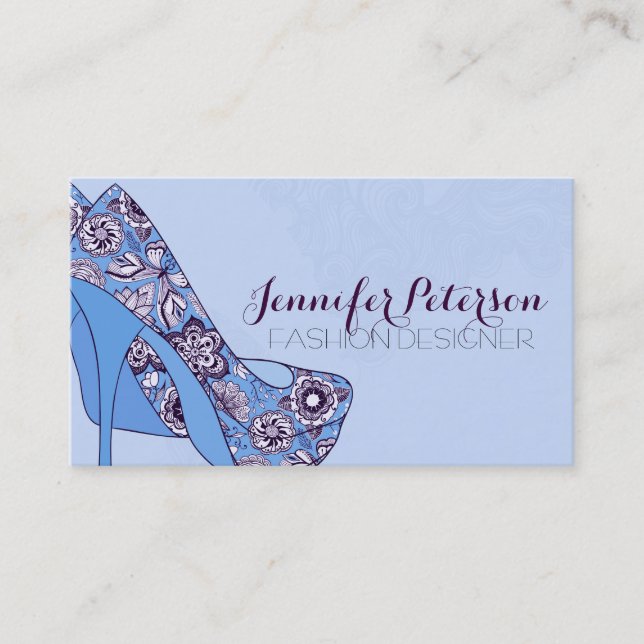Tarjeta De Visita Diseñador de moda Elegante Floral Stiletto Shoes (Anverso)