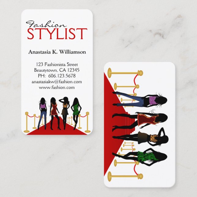 Tarjeta De Visita Diseñador de moda elegante y moderno (Anverso / Reverso)