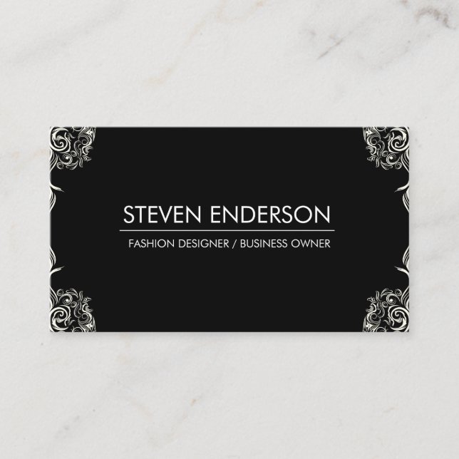 Tarjeta De Visita Diseñador de moda Fancy Corners (Anverso)