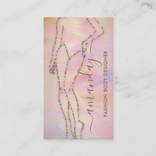 Tarjeta De Visita Diseñador de moda Logo QR Forma de cuerpo Rosa Bea