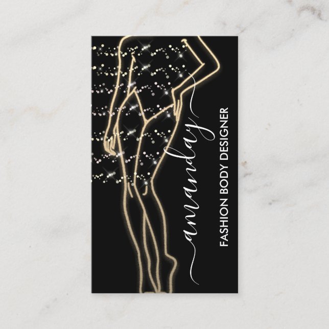Tarjeta De Visita Diseñador de moda Logo QR Rosa Body Care Gold Blac (Anverso)