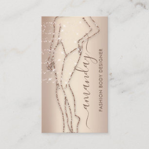 Tarjeta De Visita Diseñador de moda Logotipo QR Forma de cuerpo Rosa