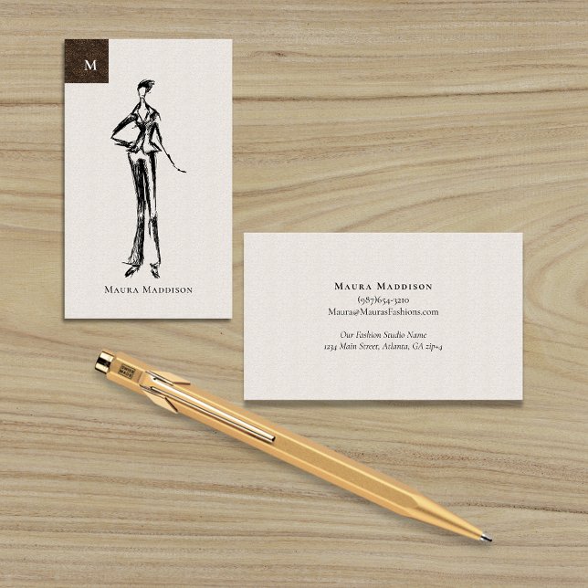 Tarjeta De Visita Diseñador de Moda Moderno Boceto de Modelo (Subido por el creador)