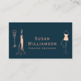 Tarjeta De Visita Diseñador de moda Rosa marina de oro