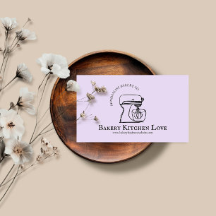 Tarjeta De Visita Diseñador de Pasteles Minimalista Lila Púrpura Pan
