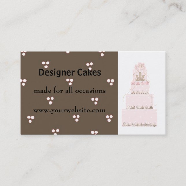 Tarjeta De Visita Diseñador de pasteles rosa y chocolate (Anverso)