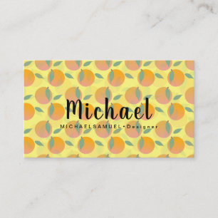 Tarjeta De Visita Diseñador de patrón de frutas naranjas retro