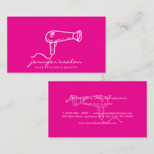 Tarjeta De Visita Diseñador de peinados con cabello rosa Estilista d