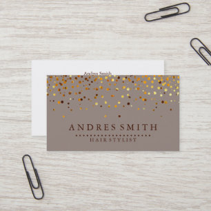 Tarjeta De Visita Diseñador de Peinados Glitter Dorado Marrón