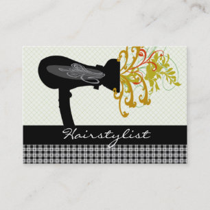 Tarjeta De Visita Diseñador de pelo Hairstylista Black Gingham Patr